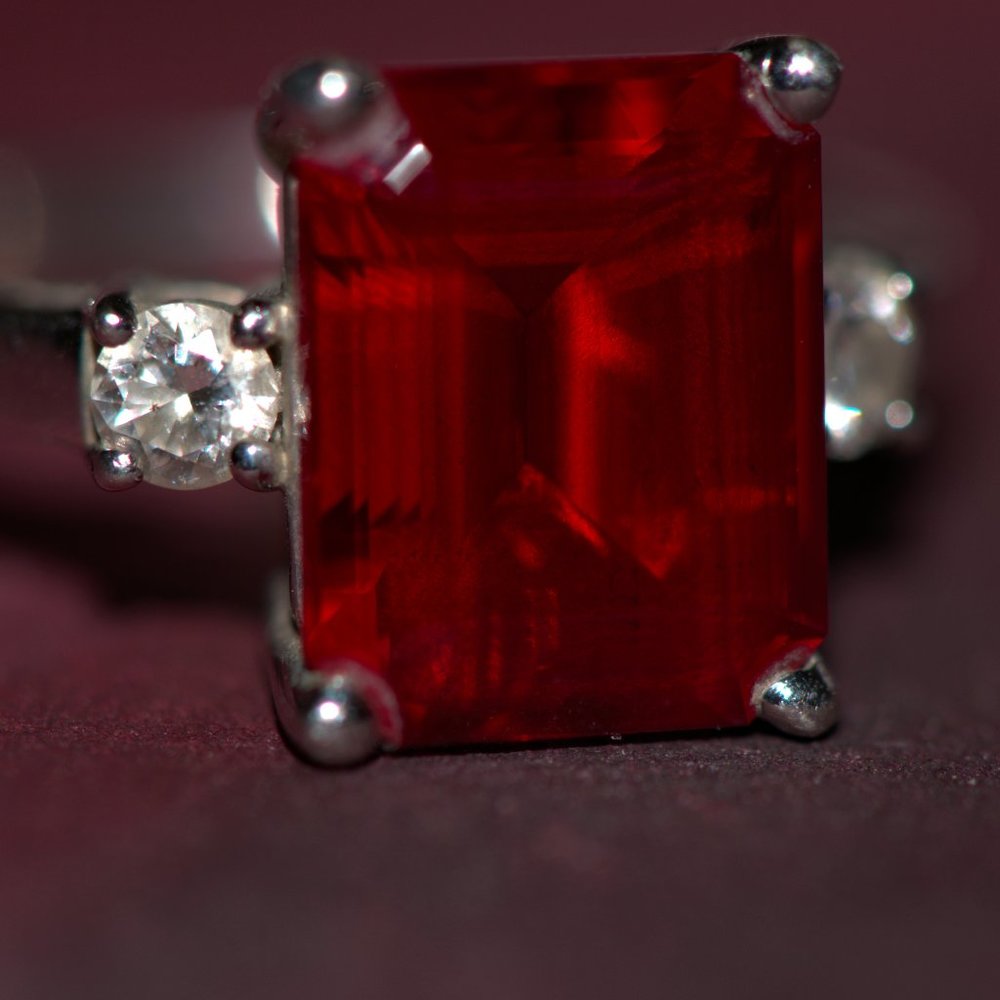 Emerald Cut Ruby Engagement Ring - image 6
